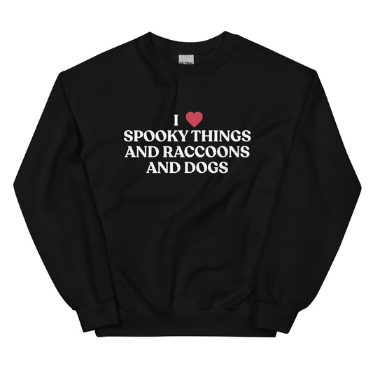 I Like Spooky Things Raccoons and Dogs Sweatshirt - ninanush