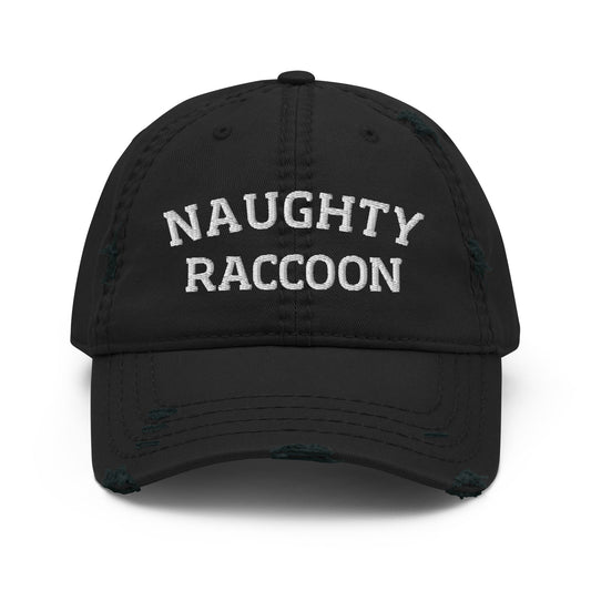Naughty Raccoon Distressed Dad Hat - ninanush