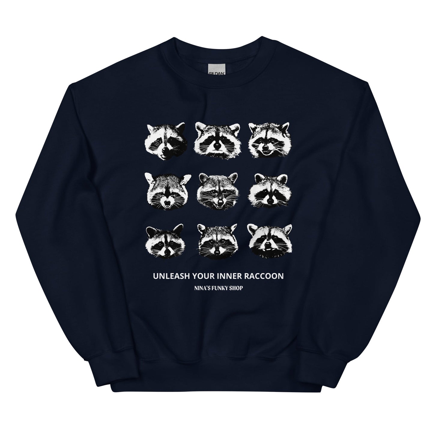 Nine Naughty Raccoon Faces Sweatshirt - ninanush