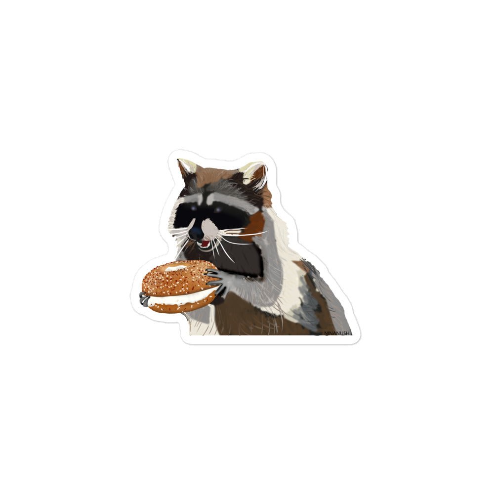Raccoon Bagel Sticker - ninanush