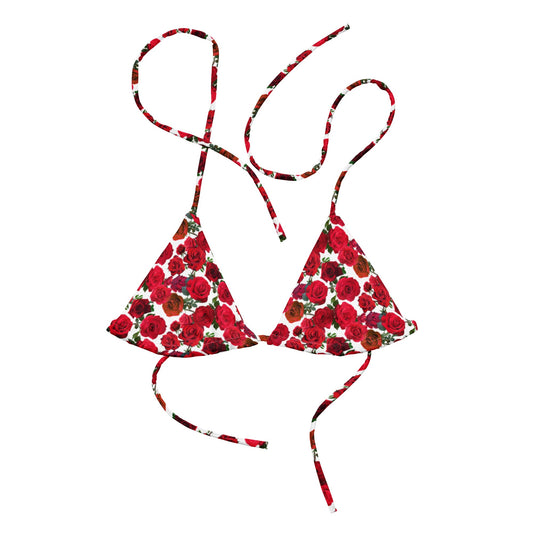 Red Roses Recycled Bikini Top - ninanush