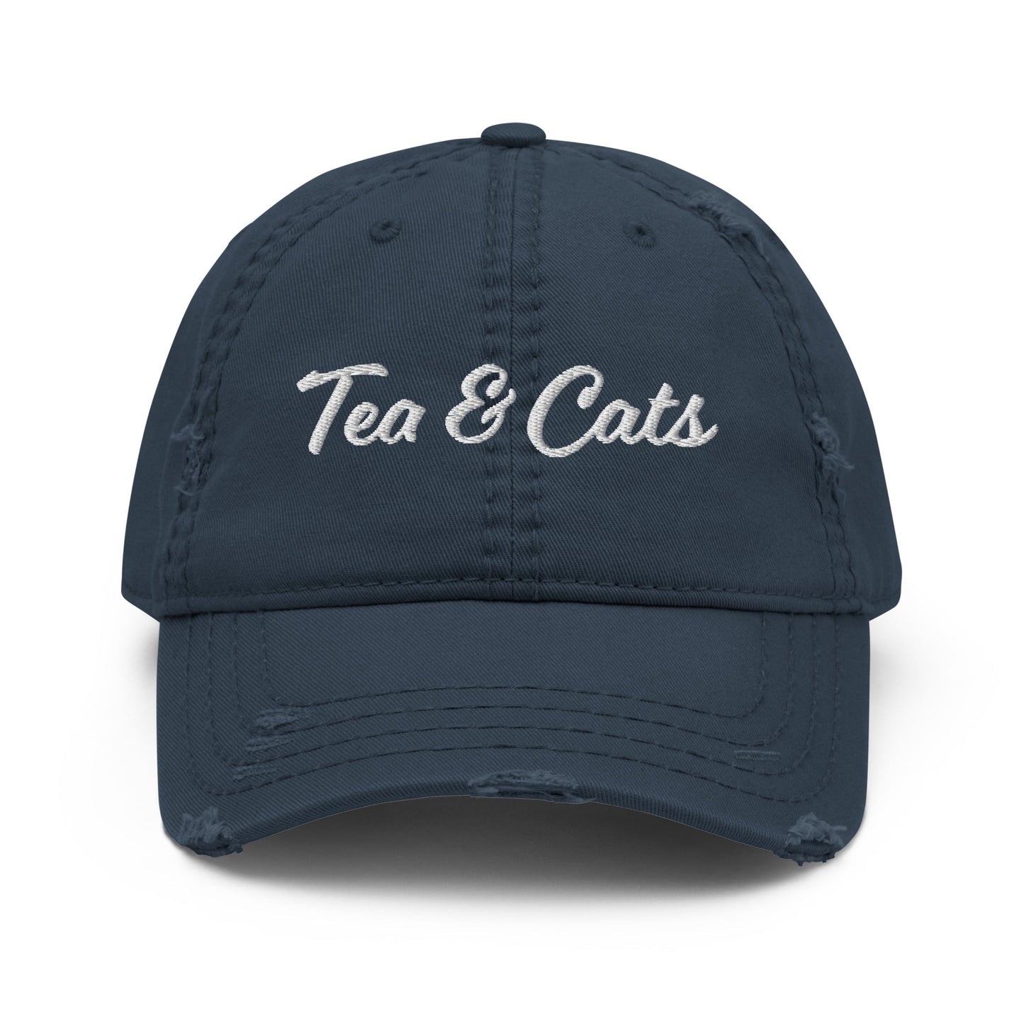 Tea & Cats Distressed Dad Hat - ninanush