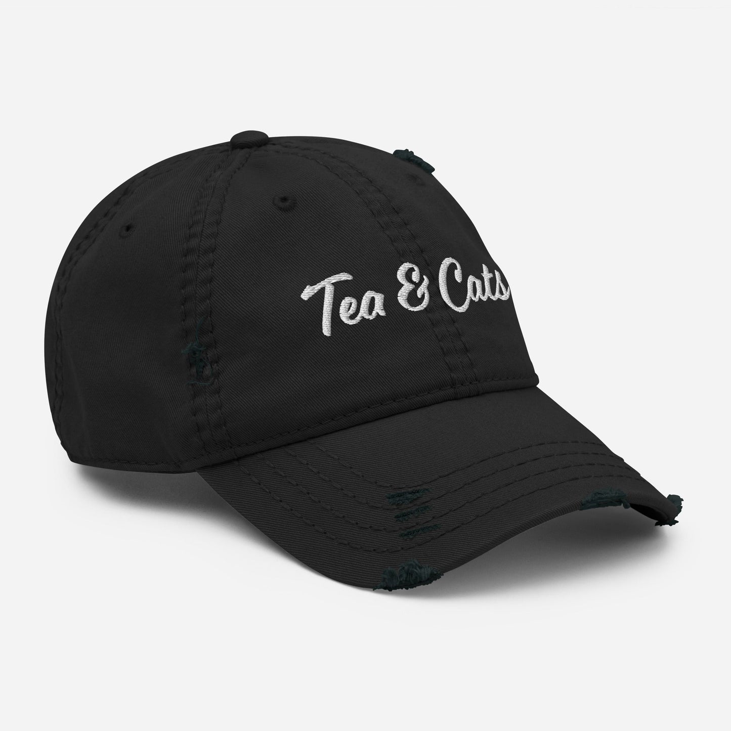 Tea & Cats Distressed Dad Hat - ninanush