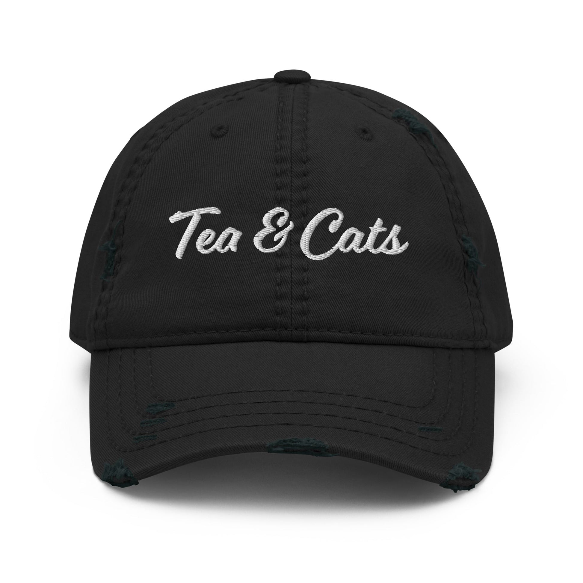 Tea & Cats Distressed Dad Hat - ninanush
