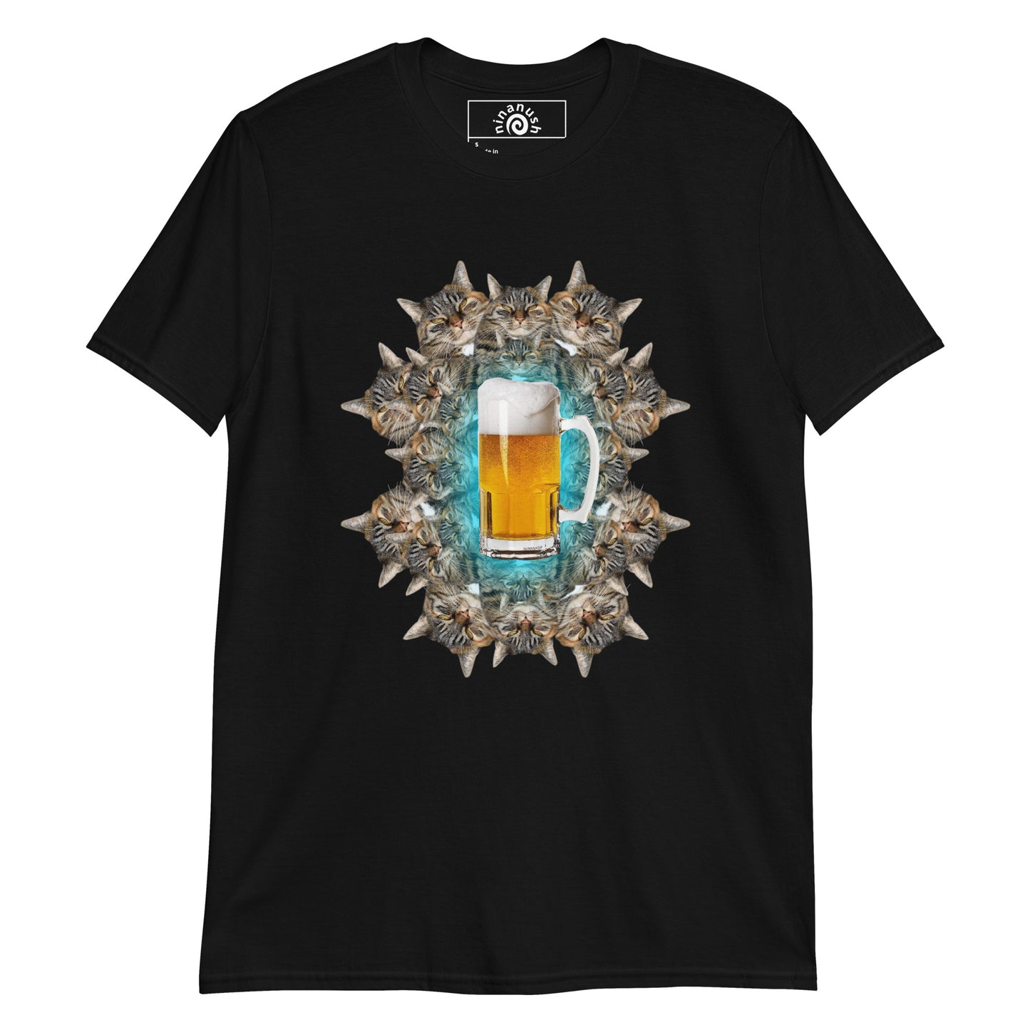 Black beer and cats shirt from Nina's Funky Shop by ninanush - This cats and beer T-shirt has a funky cat design by Nina, expertly printed on the front. Add a little personality to your style in this funny cats and beer shirt. It's a colorful and weird graphic tee that's sure to turn heads. This quirky cat tee also makes a funny gift for a cat lover or beer enthusiast. 