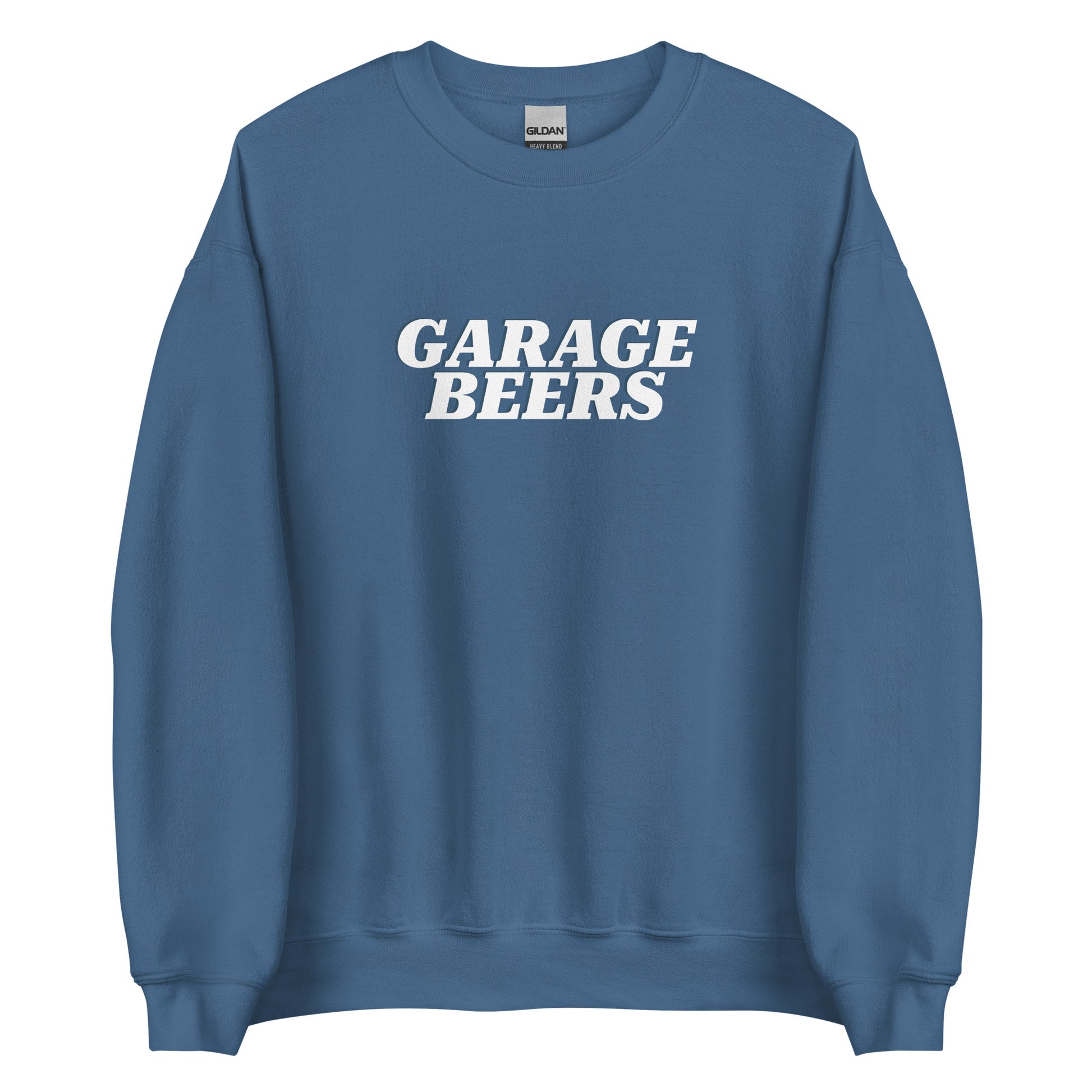 Indigo Blue Garage Beers Sweatshirt from Nina's Funky Shop by ninanush - Do you love beer? Looking for a funny gift for a friend? Our Garage Beers Crew Neck Sweatshirt is soft, comfortable and just what you need. It's a unisex sweatshirt that comes in a variety of colors with "Garage Beers", expertly printed on the front. A funny foodie sweatshirt and stand out beer lover streetwear.