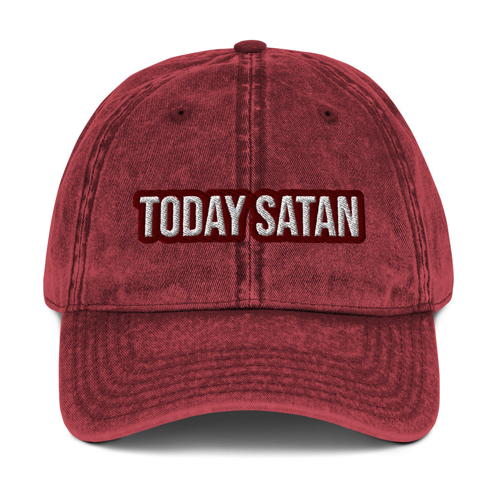 Maroon today Satan dad hat from Nina's Funky Shop by ninanush - Today Satan! Add a little personality to your everyday style with this quirky dad hat for sinners of all kinds. It's an unusual dad hat that comes in a variety of colors with "Today Satan" embroidered on the front. Stand out and make a statement in this funny Satan hat or give it as a weird gift to your favorite human.
