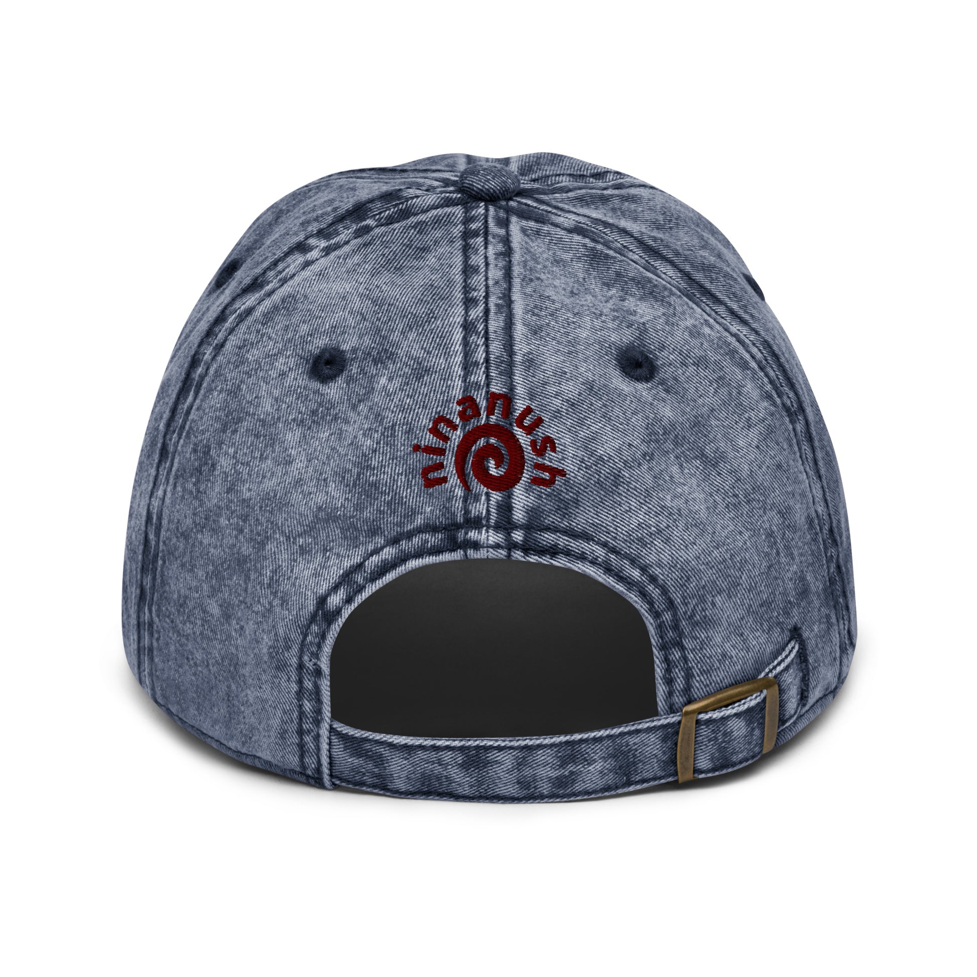 Back of blue shashlik hat - Shashlik enthusiast? This shashlik hat was designed just for you. Share your love of shashlik and make a statement in this funny food hat. It's made of 100% cotton, with a faded vintage look and an unusual, eye-catching foodie embroidery. The perfect funny gift for shashlik lovers and dad hat for foodies of all kinds. 