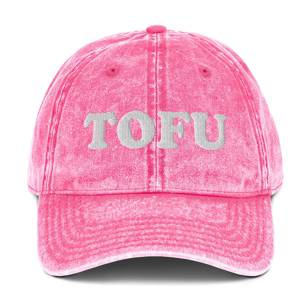 Pink Tofu hat - Our Tofu Dad Hat is comfortable, adjustable, and comes in a variety of colors. It's a classic dad hat, expertly embroidered just for you! Make a statement and eat more plants in this funny dad hat for plant based babes and beyond.