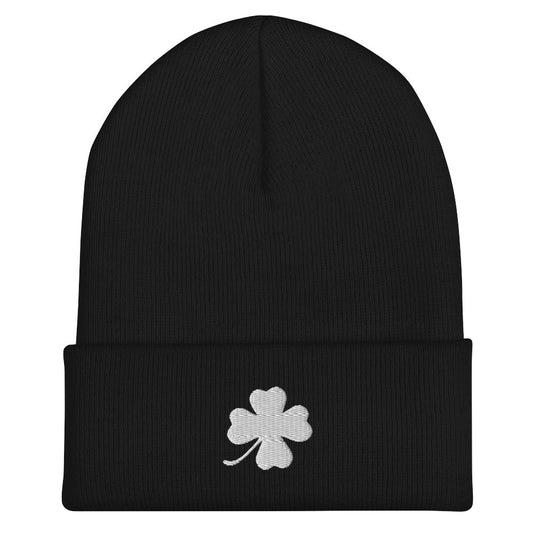 White Four Leaf Clover Cuffed Beanie - ninanush