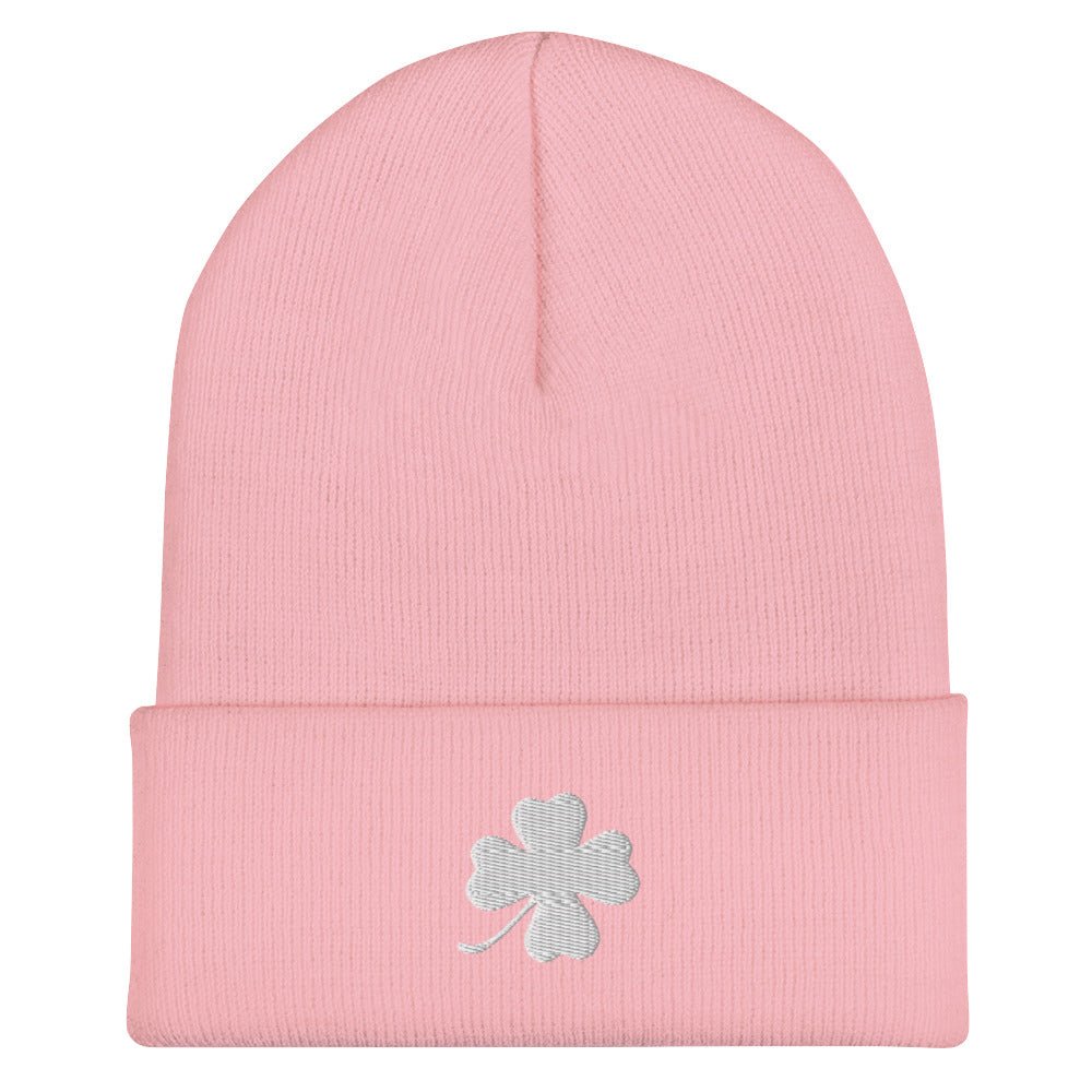 White Four Leaf Clover Cuffed Beanie - ninanush
