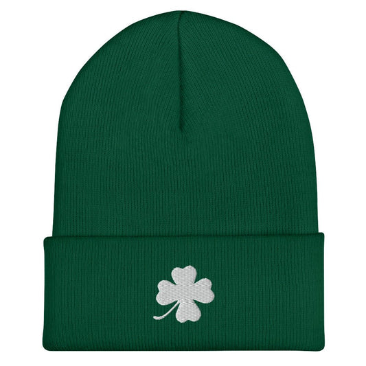 White Four Leaf Clover Cuffed Beanie - ninanush