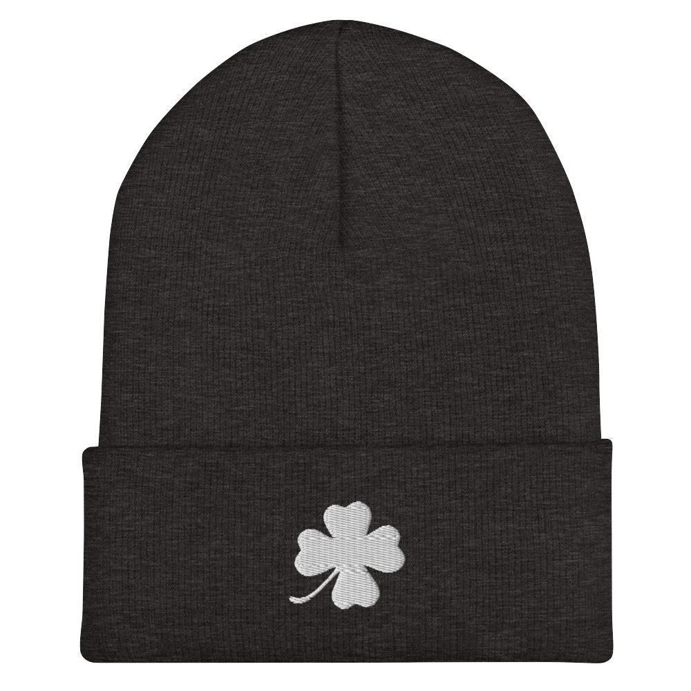 White Four Leaf Clover Cuffed Beanie - ninanush